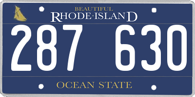 RI license plate 287630
