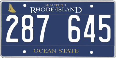 RI license plate 287645