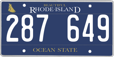 RI license plate 287649