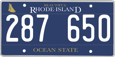 RI license plate 287650