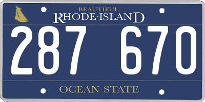 RI license plate 287670