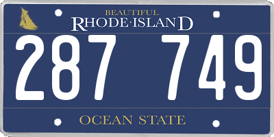 RI license plate 287749