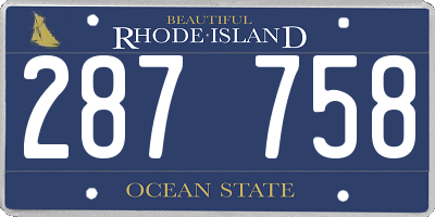 RI license plate 287758