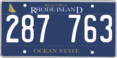 RI license plate 287763