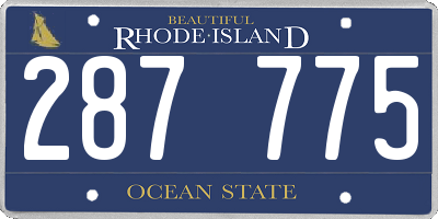 RI license plate 287775