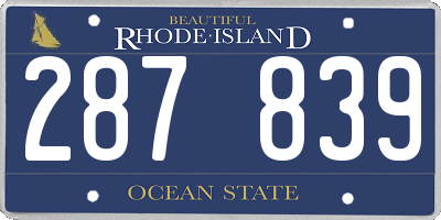 RI license plate 287839