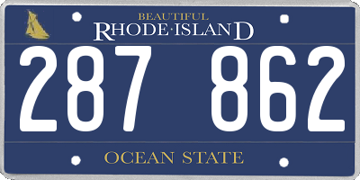 RI license plate 287862