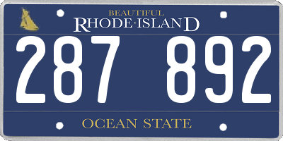 RI license plate 287892