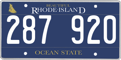 RI license plate 287920