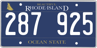 RI license plate 287925