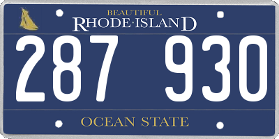 RI license plate 287930