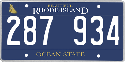 RI license plate 287934