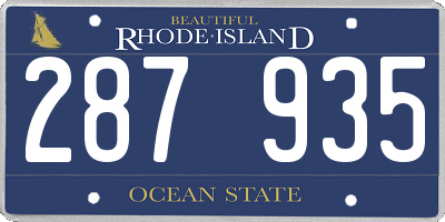 RI license plate 287935
