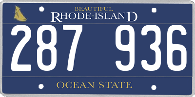 RI license plate 287936