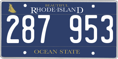 RI license plate 287953