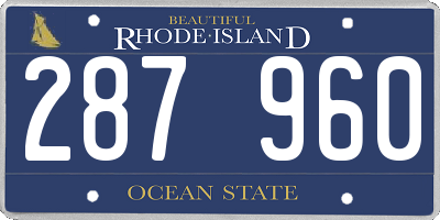 RI license plate 287960