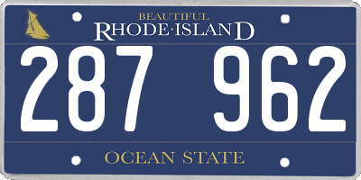 RI license plate 287962