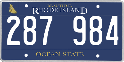 RI license plate 287984