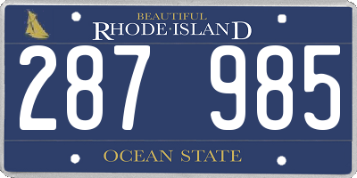 RI license plate 287985