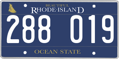 RI license plate 288019