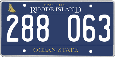 RI license plate 288063