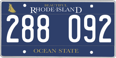RI license plate 288092