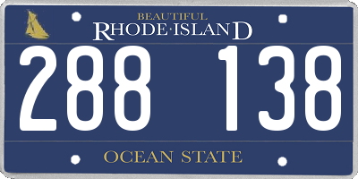RI license plate 288138