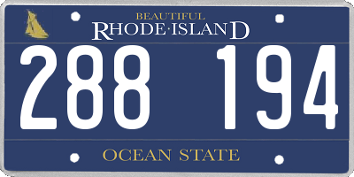 RI license plate 288194