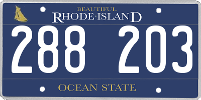RI license plate 288203