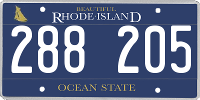 RI license plate 288205