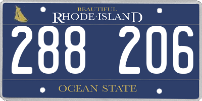 RI license plate 288206