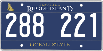 RI license plate 288221