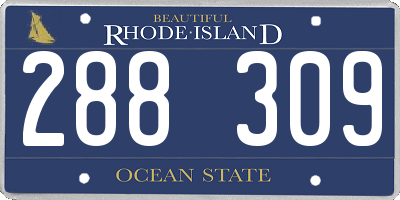 RI license plate 288309