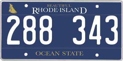 RI license plate 288343