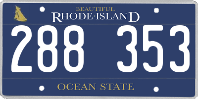 RI license plate 288353