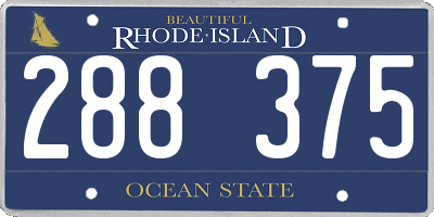 RI license plate 288375