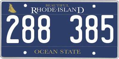 RI license plate 288385