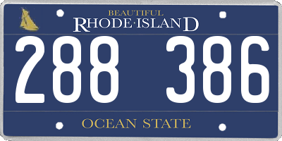 RI license plate 288386