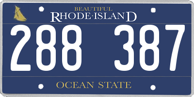RI license plate 288387