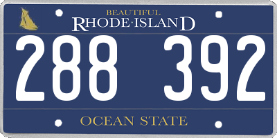 RI license plate 288392