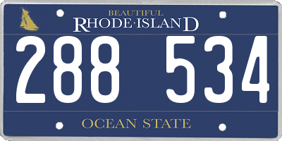 RI license plate 288534
