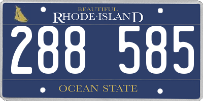 RI license plate 288585