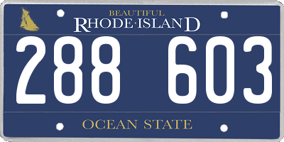 RI license plate 288603