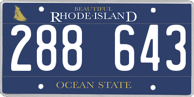 RI license plate 288643