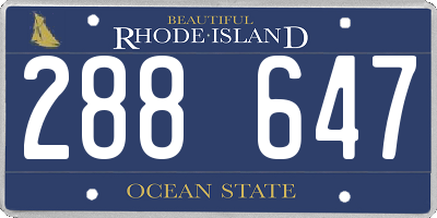 RI license plate 288647