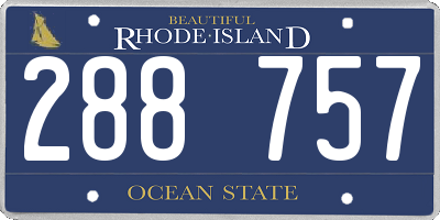 RI license plate 288757