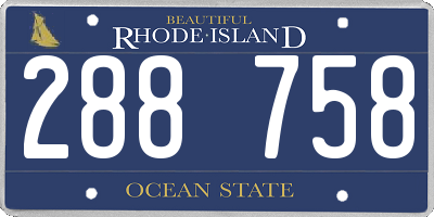 RI license plate 288758