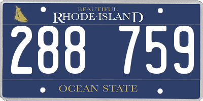 RI license plate 288759