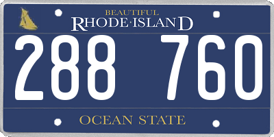 RI license plate 288760