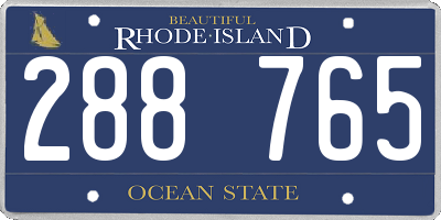 RI license plate 288765